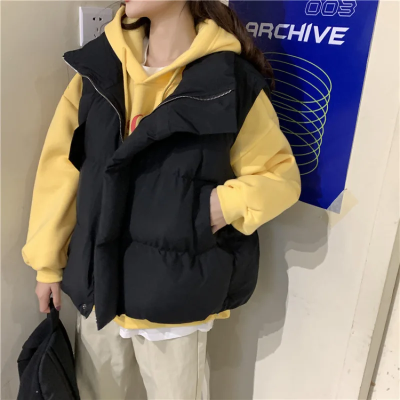 Vest Women's Autumn Winter New Korean Version Design Sense Niche Ins Down Cotton Clothes Vest Cotton Coat Exquisite Personality