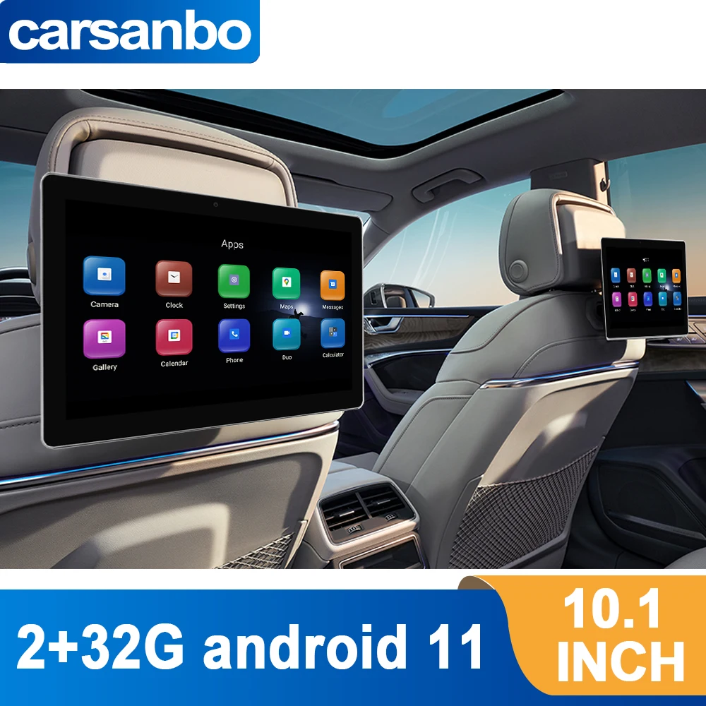 Android 11 Headrest Monitor 10.1 ips Inch Rotatable Touch Screen 4G Rear seat TV Video player 2K Airplay With Camera 2G+32G