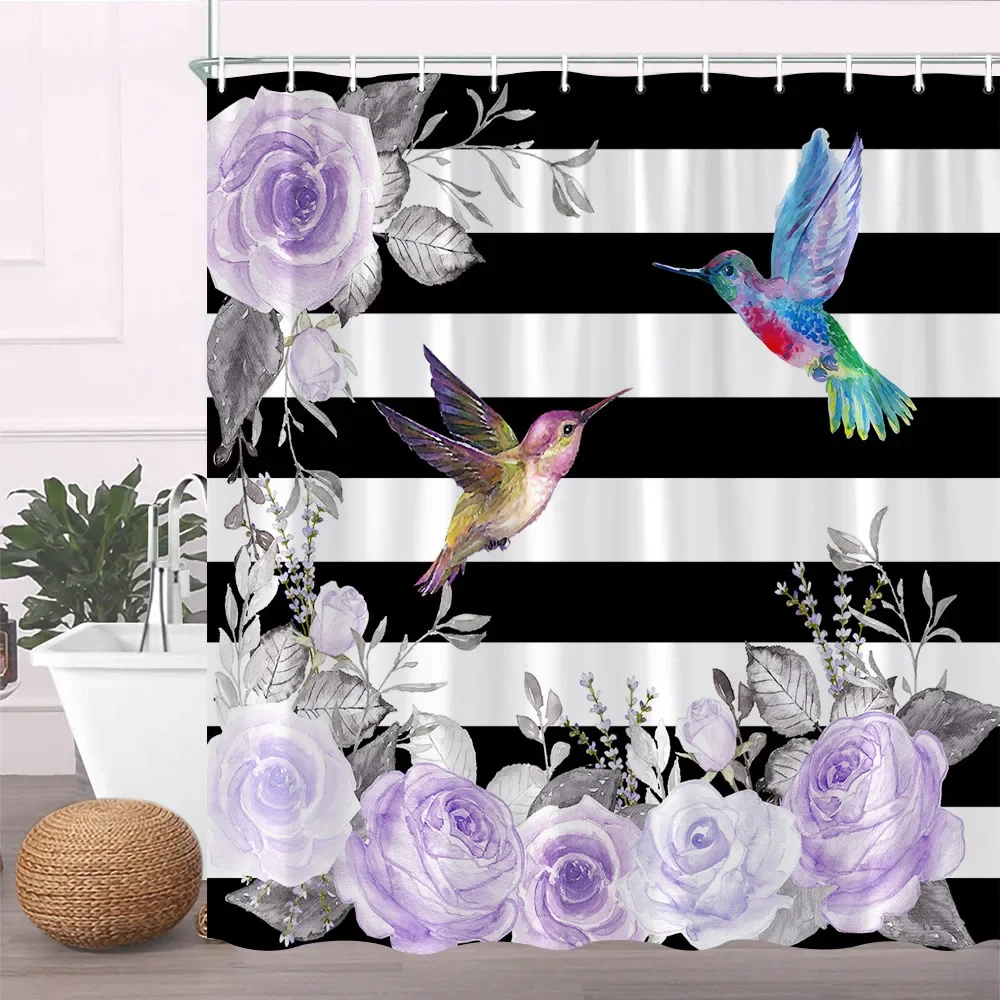 Plant Flower Shower Curtains Dandelion Watercolor Butterfly Floral Bath Screen Garden Bathroom Accessories Set Home Decor Fabric