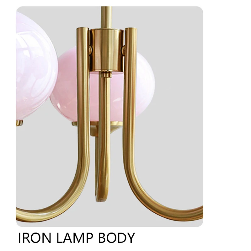 Imagem -03 - Modern Led Glass Pendant Light Pink Forma Bola Luminárias Retro Home Lâmpadas Quarto Estudo Quarto das Crianças E27 Iluminação