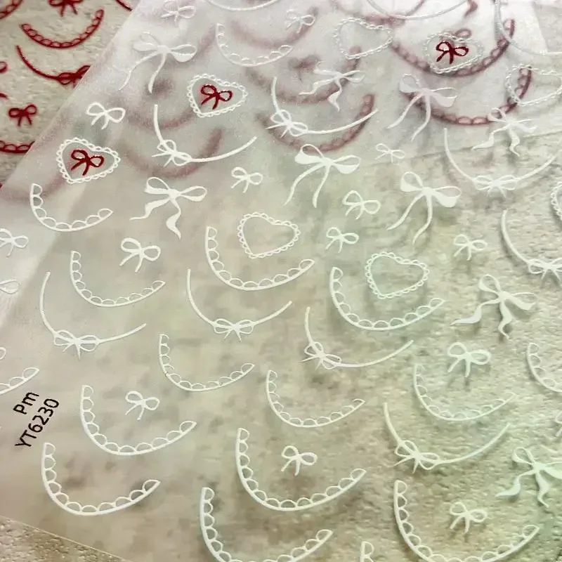 1 シートちょう結び 3D ネイルステッカーラブハートロマンチックなネイルアートマニキュアデカールフレンチネイルステッカー