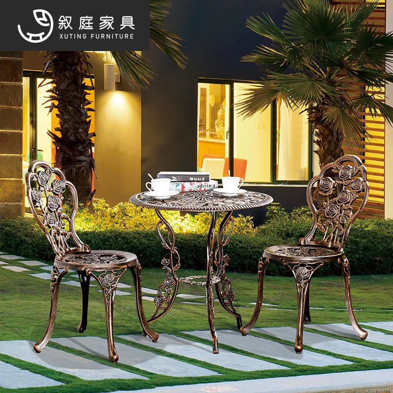 Outdoor tables and chairs Balcony Courtyard Villa Bar Scenic area Public place Hotel Outdoor leisure Cast aluminum table and cha