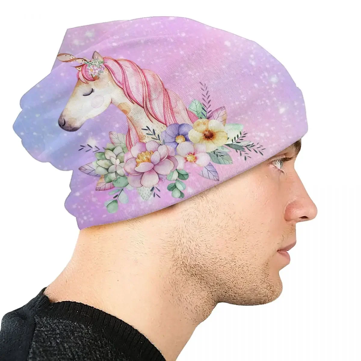 Gorros de unicornio de dibujos animados bonitos, gorros de moda de invierno cálidos para hombres y mujeres, gorro de punto, gorros Unisex para adultos