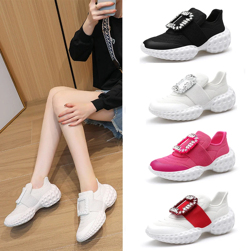 

Women's New Diamonds Square Buckle Comfort Loafers Y2g Luxury Designer Sneakers Sports Casual Brand Rubber Platform White Shoes