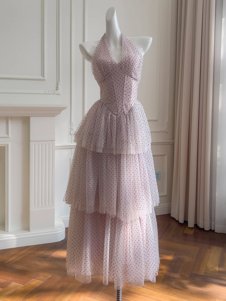 تنورة Dense Dot Emed شيفون لحفلات الزفاف Dr P باللون الأرجواني معلقة بحاشية منتفخة تنورة طويلة للسهرة...