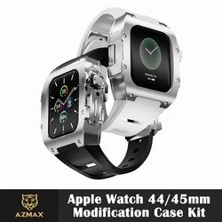 Boîtier en fibre de carbone pour Apple Watch Series, bracelet en matériau, bracelet de luxe, 44mm, 45mm, S9, 8, 7, 6, 5, 4, SE, nouveau, 2023