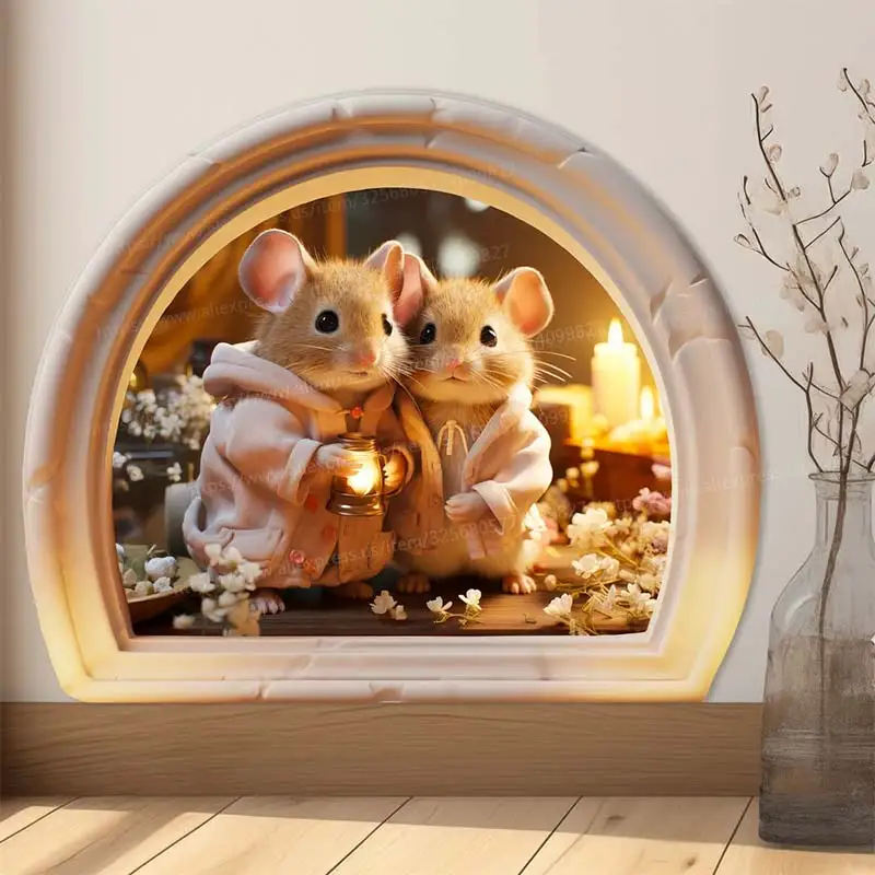 Mäuse Paar gekleidet in Pyjama Wanda uf kleber, Maus Höhle selbst klebende Schlafzimmer Eingang Wohnzimmer Veranda Wohnkultur m845 – Detail 5