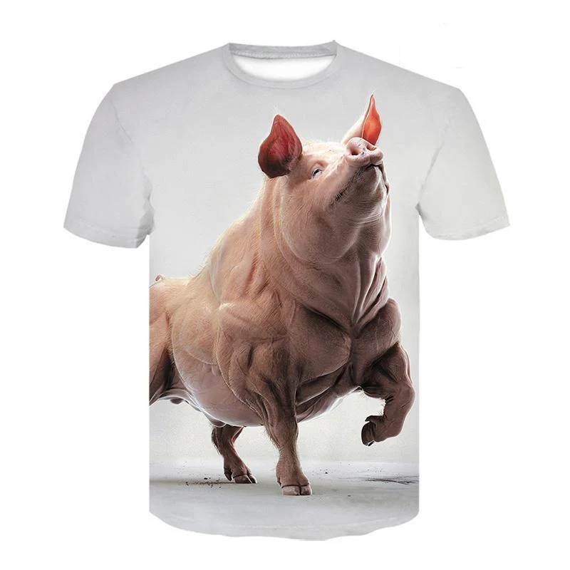 Fashion New Animal Pig Sheep T-Shirts Funny Cat 3D Print Summer Men Women T Shirt Oversized Harajuku Y2k Tees Tops Kids Clothing