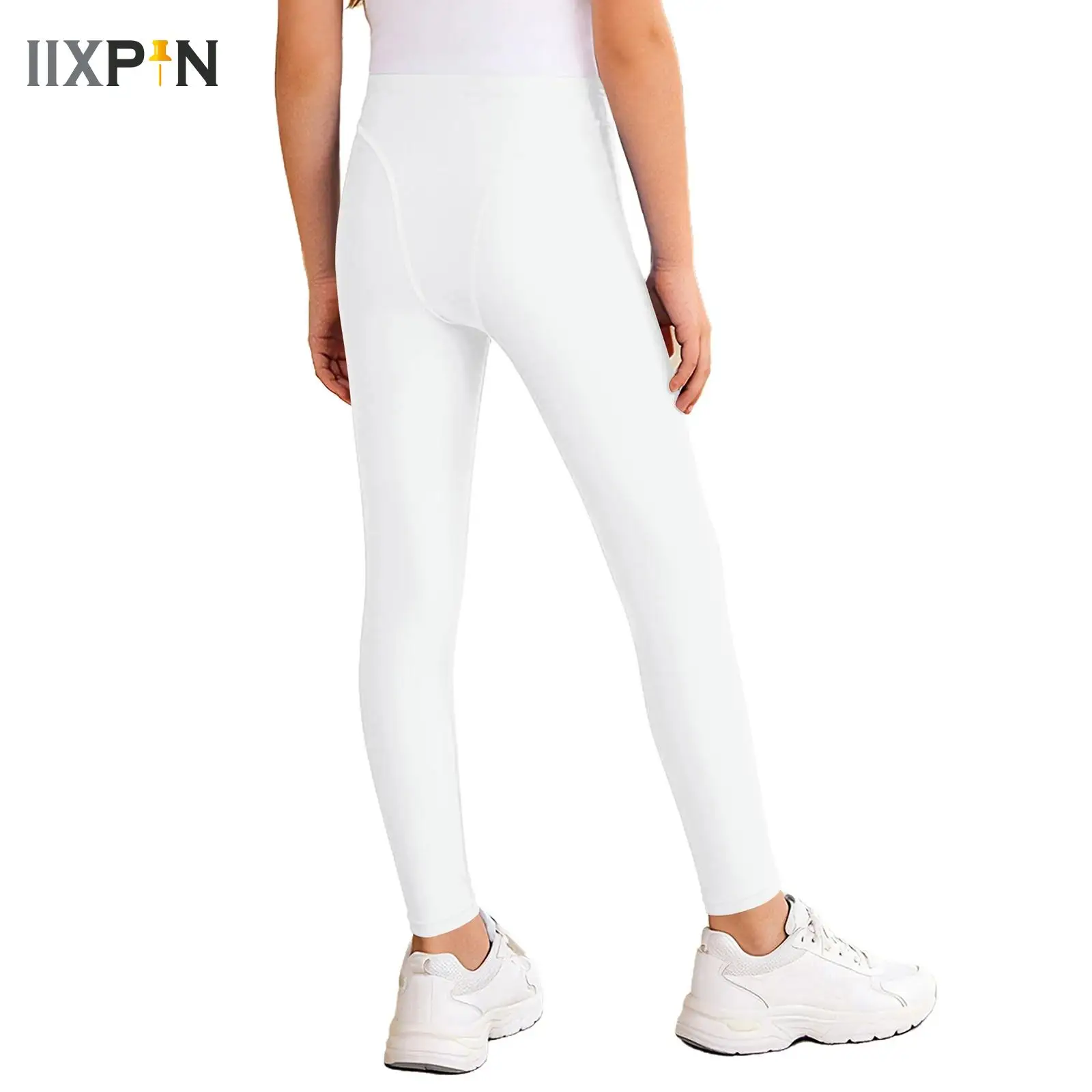 

Glossy Leggings New Kids Girls Elastic Waistband Tight Solid Color Small Feet High Elastic Pants for Sports Yoga Workout Ballet
