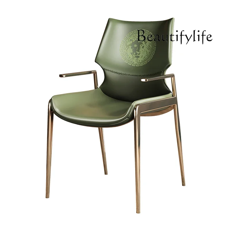 

Italian Simple Modern Stainless Steel Dining Chair Household Backrest Armchair