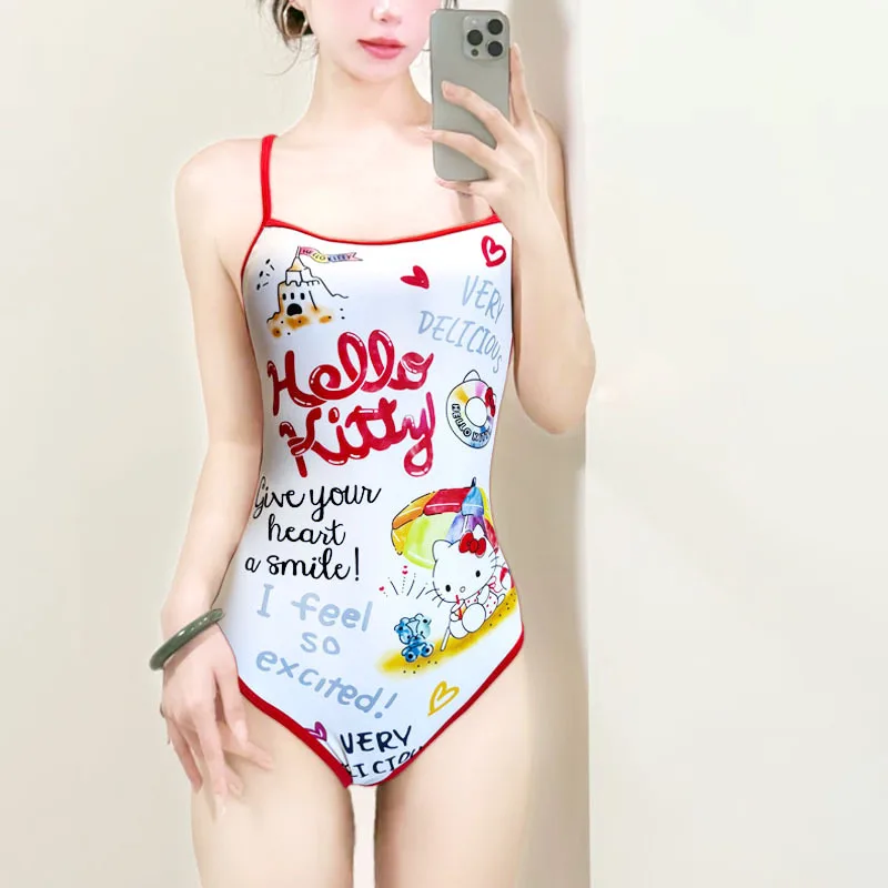 Женский купальник Hello Kitty Sanrio: цельный, креативный, милый, спортивный, разноцветный, для танцев, для девочек, бикини