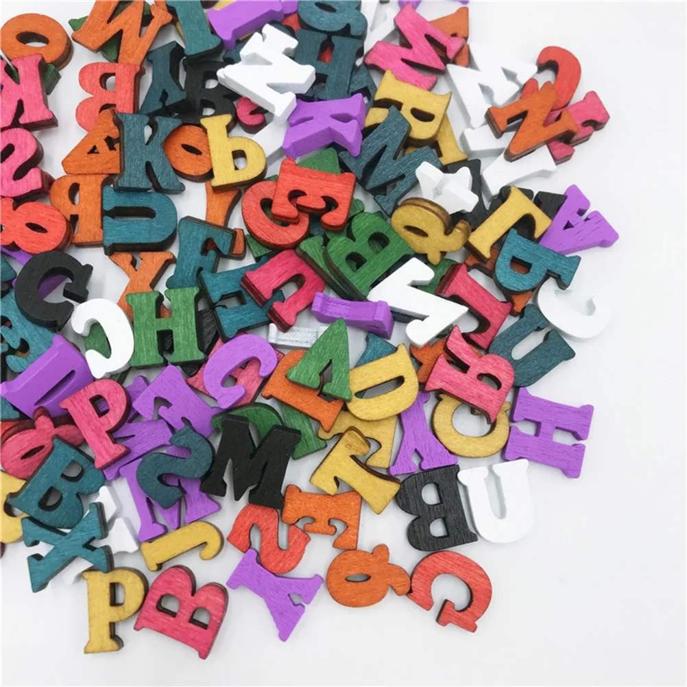 

100 pcs 15Mm Mixed 26 Alphabet Wooden Pieces Colorful Sand Finished Letters For Diy Party Decor Craft Educational Tools Wooden