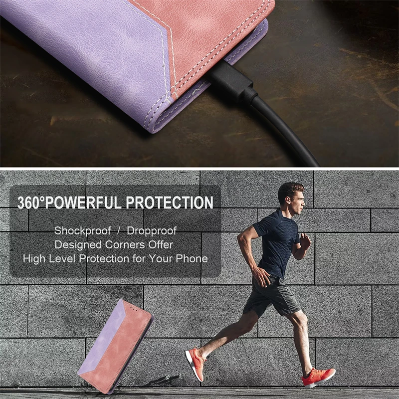 Color-blocking Magnetic Leather Wallet Card Slot Phone Case for Google Pixel 10 Pro XL 9 9A 8 8A 7 7A 6 6A Flip Stand Cover Etui #6