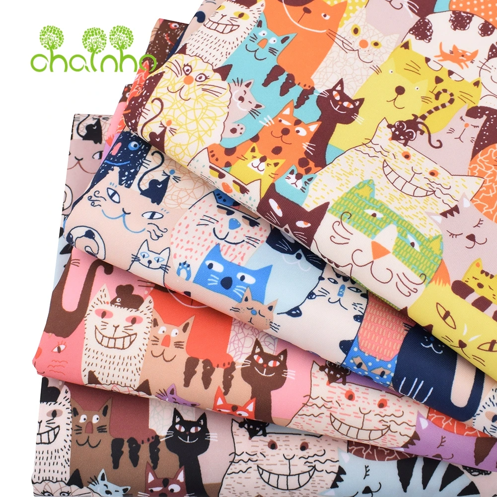 Chainho,Digital Printing Waterproof Fabric,DIY Quilting & Sewing Material, Cartoon Cats Series,For Suitcase,Handbag,Tablecloth