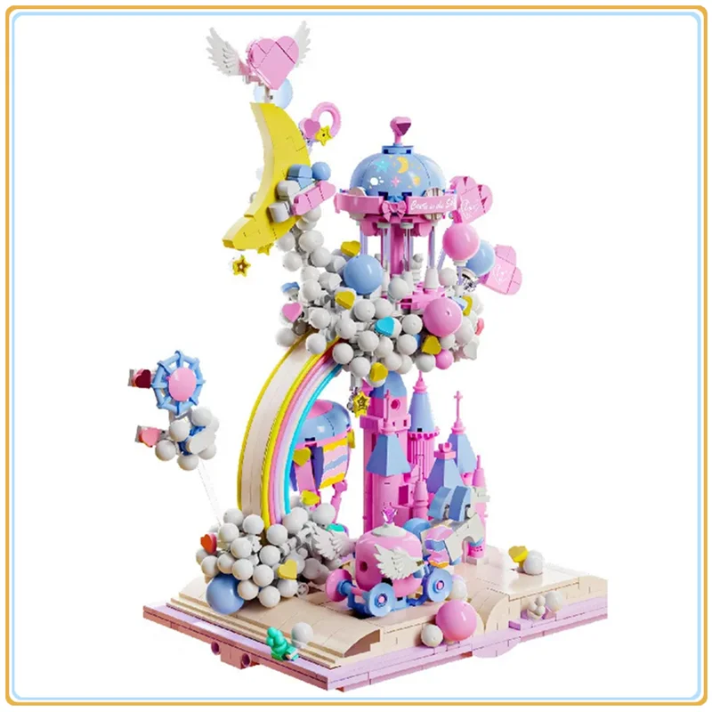 Roze Hemelkasteel Bouwstenen Boek Splitsing Educatief Speelgoed Droomkasteel Model Desktop Ornamenten Collectie Cadeau