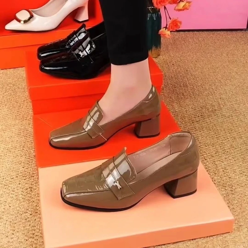 zapatillas de mujeres zapato de tacón zapatos mujer Zapatos De tacón alto con cabeza cuadrada para Mujer, calzado De trabajo De color sólido, estilo