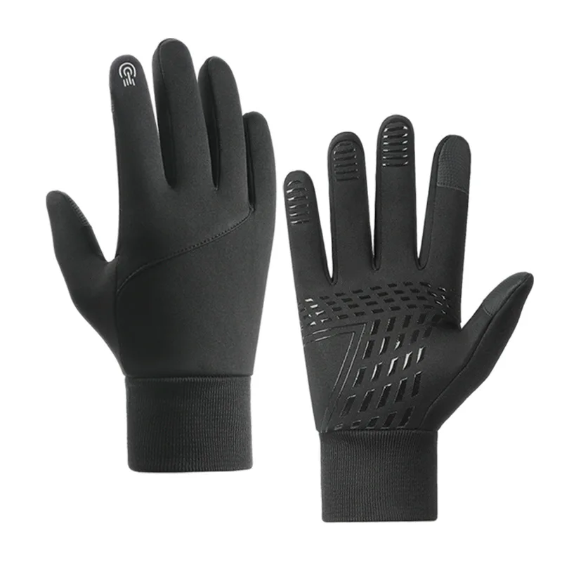 AliExpress NONE Winter Outdoor Warm Waterproof Gloves Unisex Inner Silicone Anti Slip Outdoor Cycling Touch Screen Compatible Full Finger Gloves