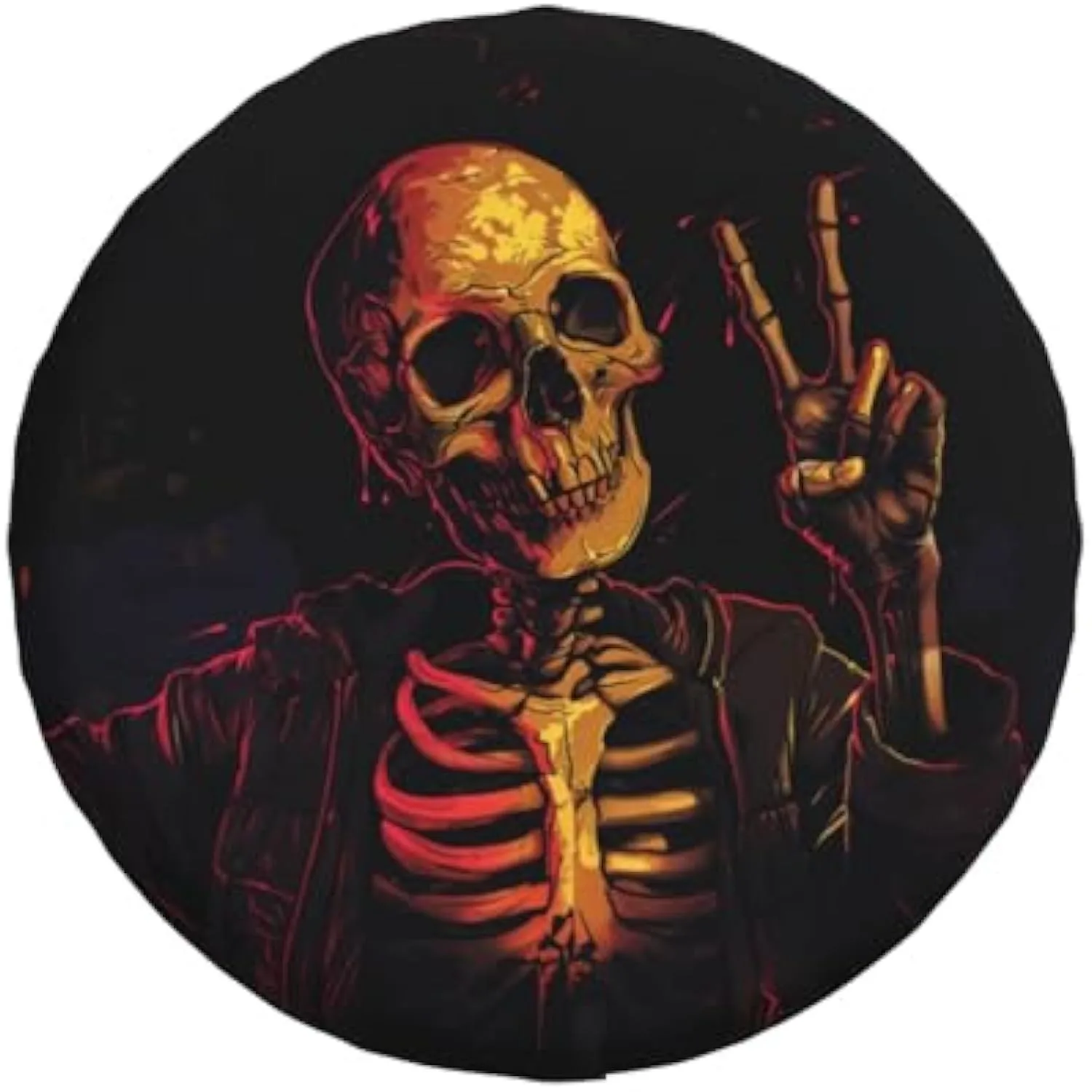 

Peace Sign Skeleton Tire Cover Durable Polyester Spare Wheel Protector for RV SUV Truck 14-17 Inch