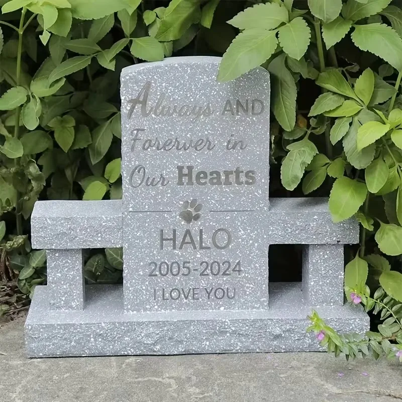 tomb stones Custom Pet Memorial Stone Gray-White Resin Tombstone Hand-painted Subtle Texture Garden Decor Personalized Easter Th