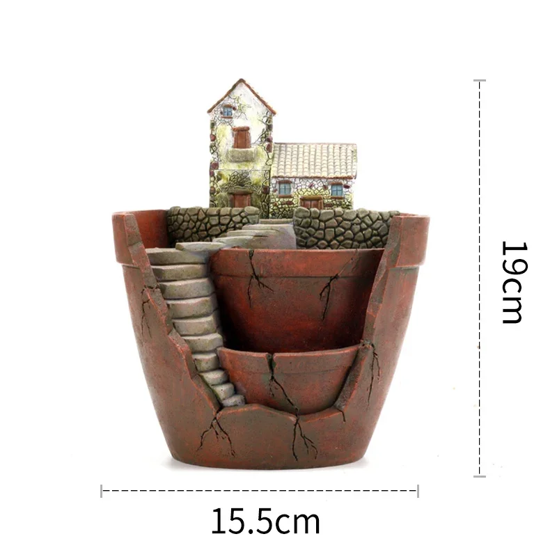 Retro Farmhouse Flower Pot for Succulents Plants, Decorative Planter Mini Bonsai Flowerpot Fairy Garden Home Desktop Decoration