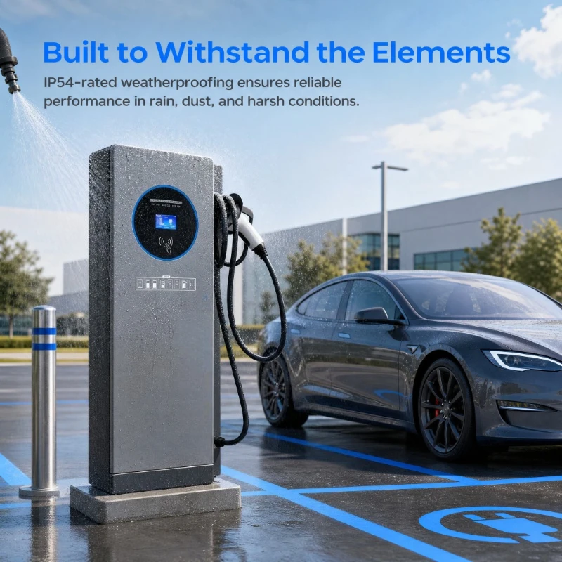 EV Charging Station DC 60kW Fast Charger CCS2 GBT Plug IP54 Waterproof LCD Screen Public Commercial Parking Lot