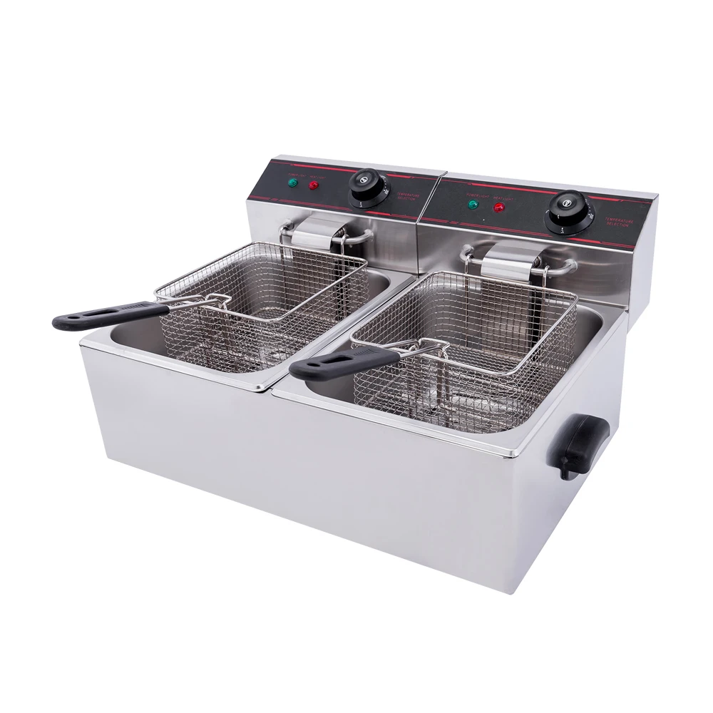 Restaurant Equipment 6L Thickening Double-tank Electric Deep Fryer Fries Chicken