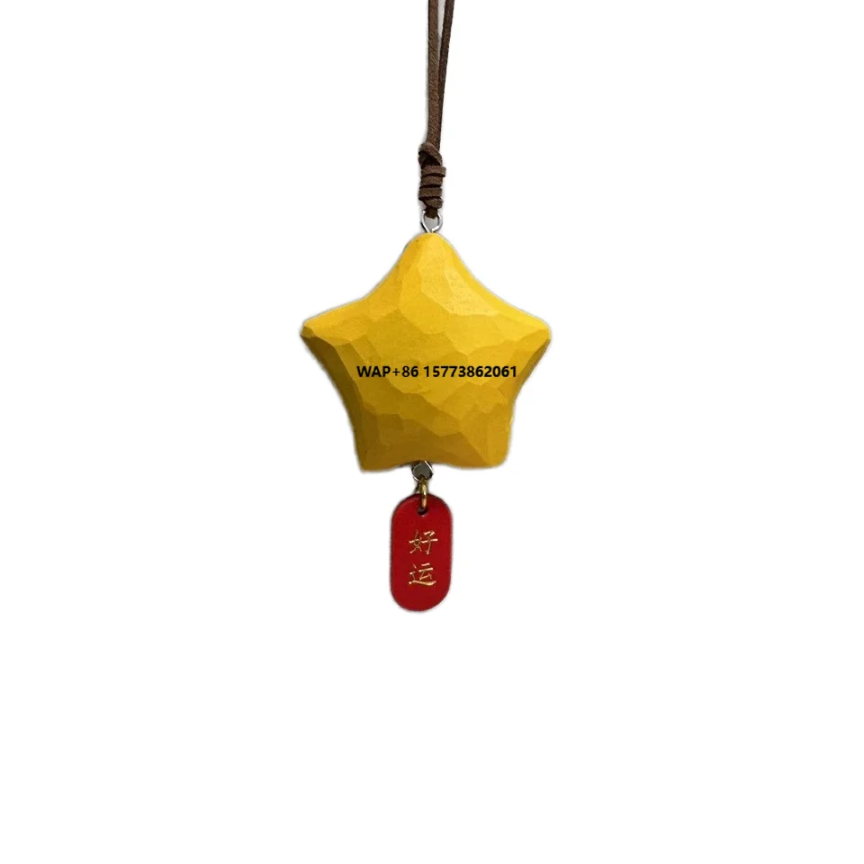 Lucky Star handmade car pendant cute wooden rearview mirror engraving design interior accessories good luck engraving gifts
