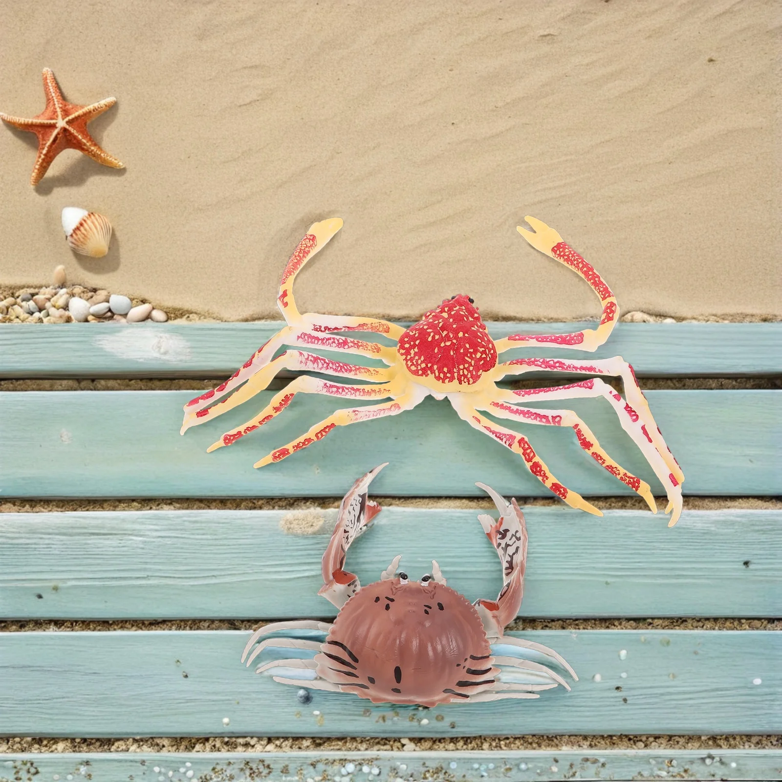 2Pcs Realistic Crab Decor Safe PVC Early Learning Simulated Animal Decoration for Kids Home Classroom Use Crab Decor