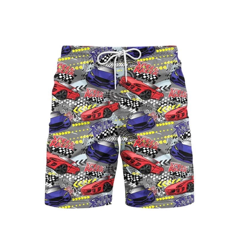 Neue Straße Auto 3D Gedruckt Herren Shorts Sommer Stereo Auto Kleidung Jungen & Mädchen Kleidung Hip Hop Übergroße Shorts Hawaiian Shorts