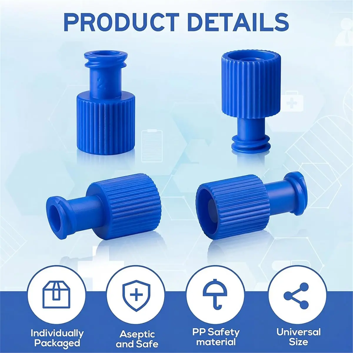 100 Pack Luer Stopper Closing Cones Closing Cones Sterile Cap for Male-Female Connectors - Sterile and Versatile