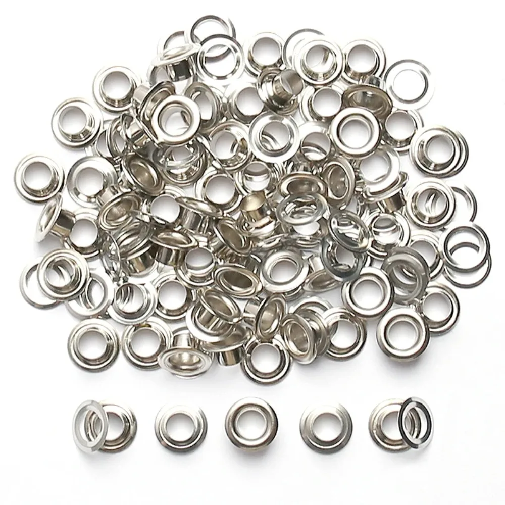 100Sets/pack DIY 4~12mm Eyelet Grommet Silvery Round Rings Copper Eyelet Grommet Belt Leather Craft Tarp Accessories