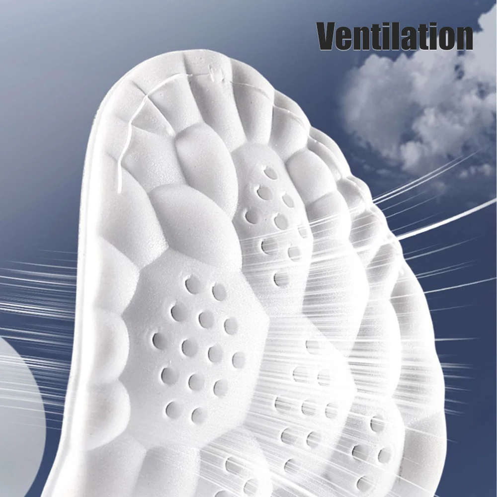 4D Orthopedic Sport Insoles Soft Breathable High-elasticity Shock Absorption Running Shoe Pad For Men Women Latex Massage Insole