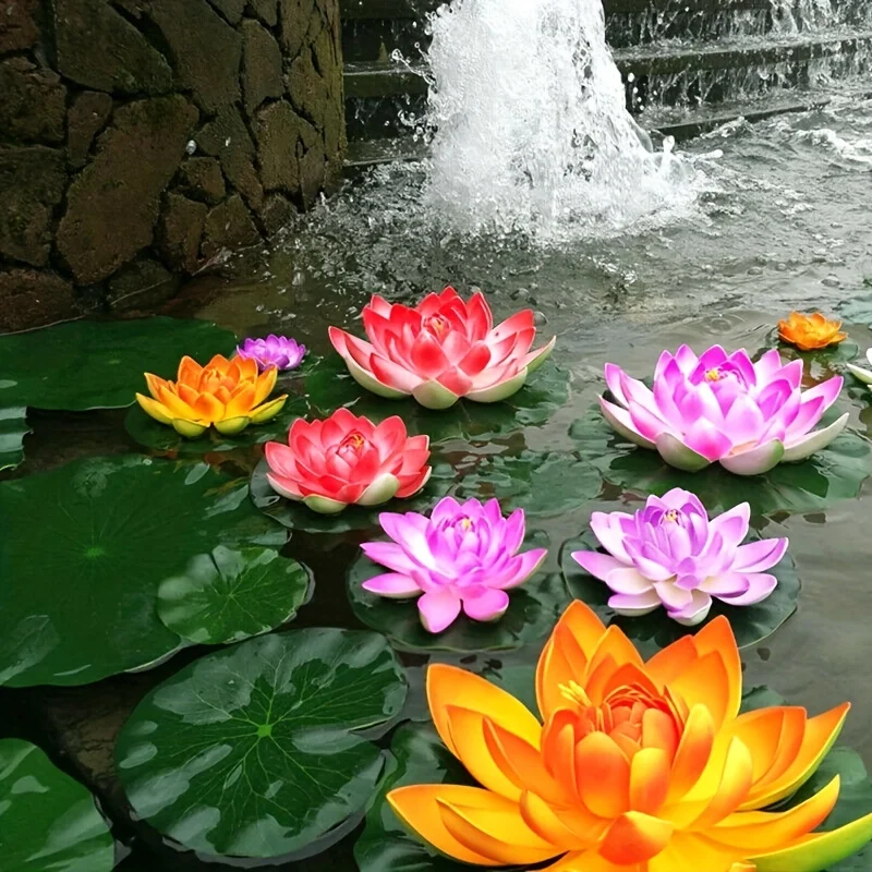 1PCS lifelike multi-color lotus floating foam flowers, suitable for ponds and aquariums, 4-inch garden decoration festival decor