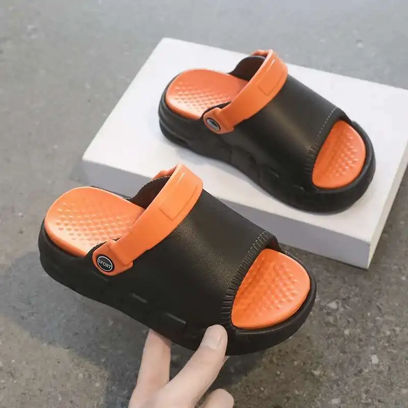 

Новые летние детские тапочки для мальчиков и девочек, нескользящие сандалии с мягкой подошвой для уличной одежды, детские сандалии двойного назначения с