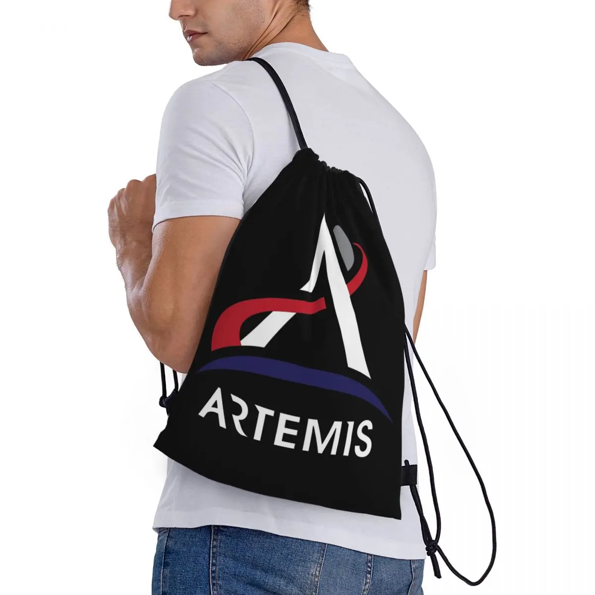 

Artemis Program NASA Mission To The Moon Backpacks Casual Drawstring Bags Sports Bag Book Bags for Man Woman School