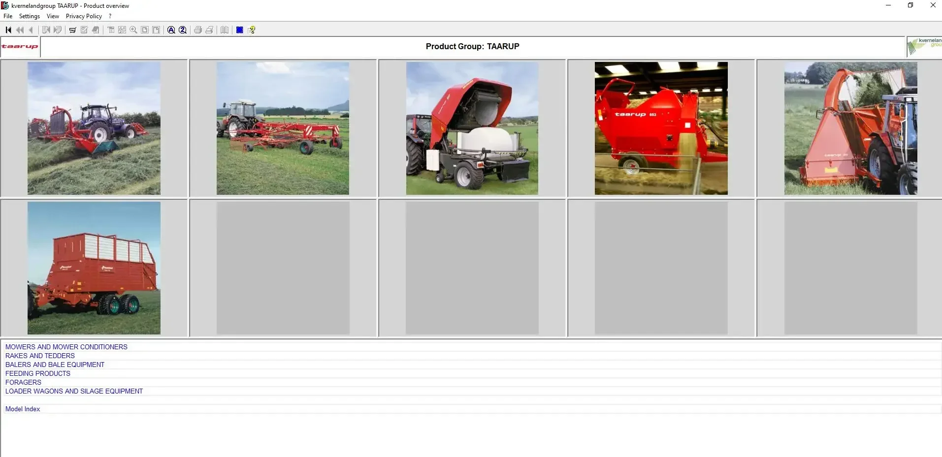 AutoDVD2 Kverneland TAARUP 03.2019 Agricultural Electronic Parts Catalog