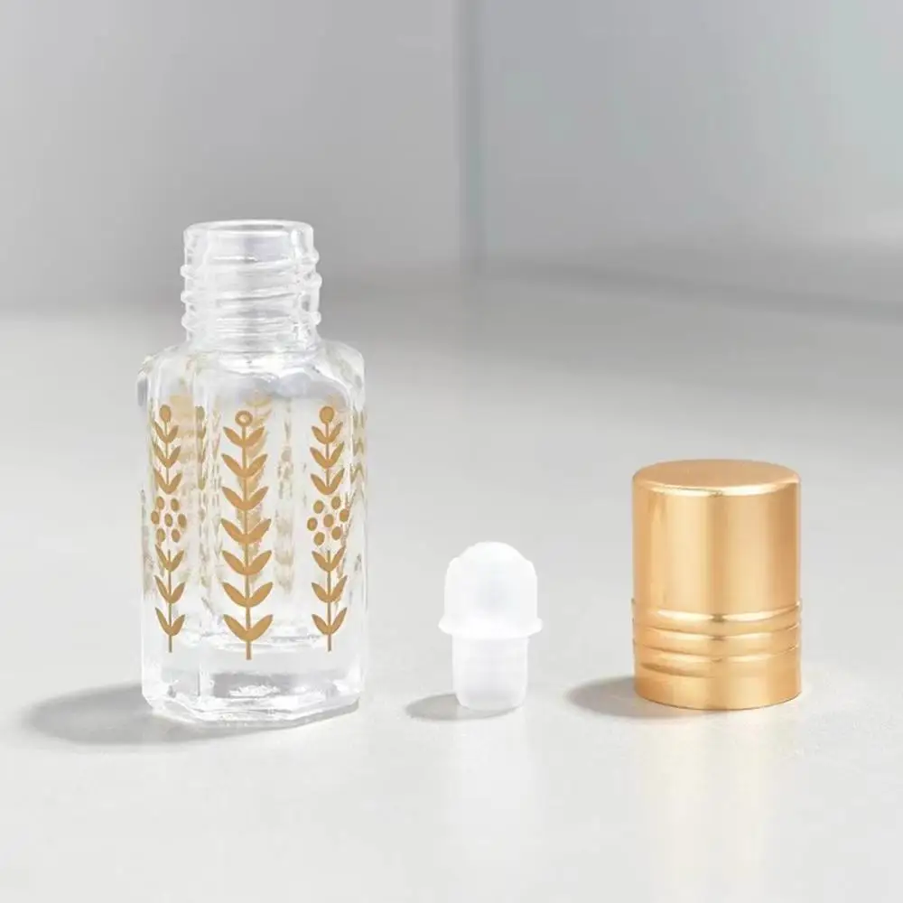 3/6ml Essential Oil Roller Bottle Arabic Crystal Attar Oil Bottle Portable Travel Electroplated Glass Perfume Roll-on Bottle