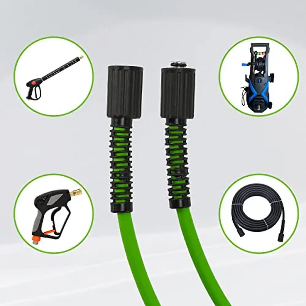 3600 PSI Pressure Washer Hose 50FT Kink Resistant Extension Universal Fit Lightweight Power Washing Hose Kit with Adapters