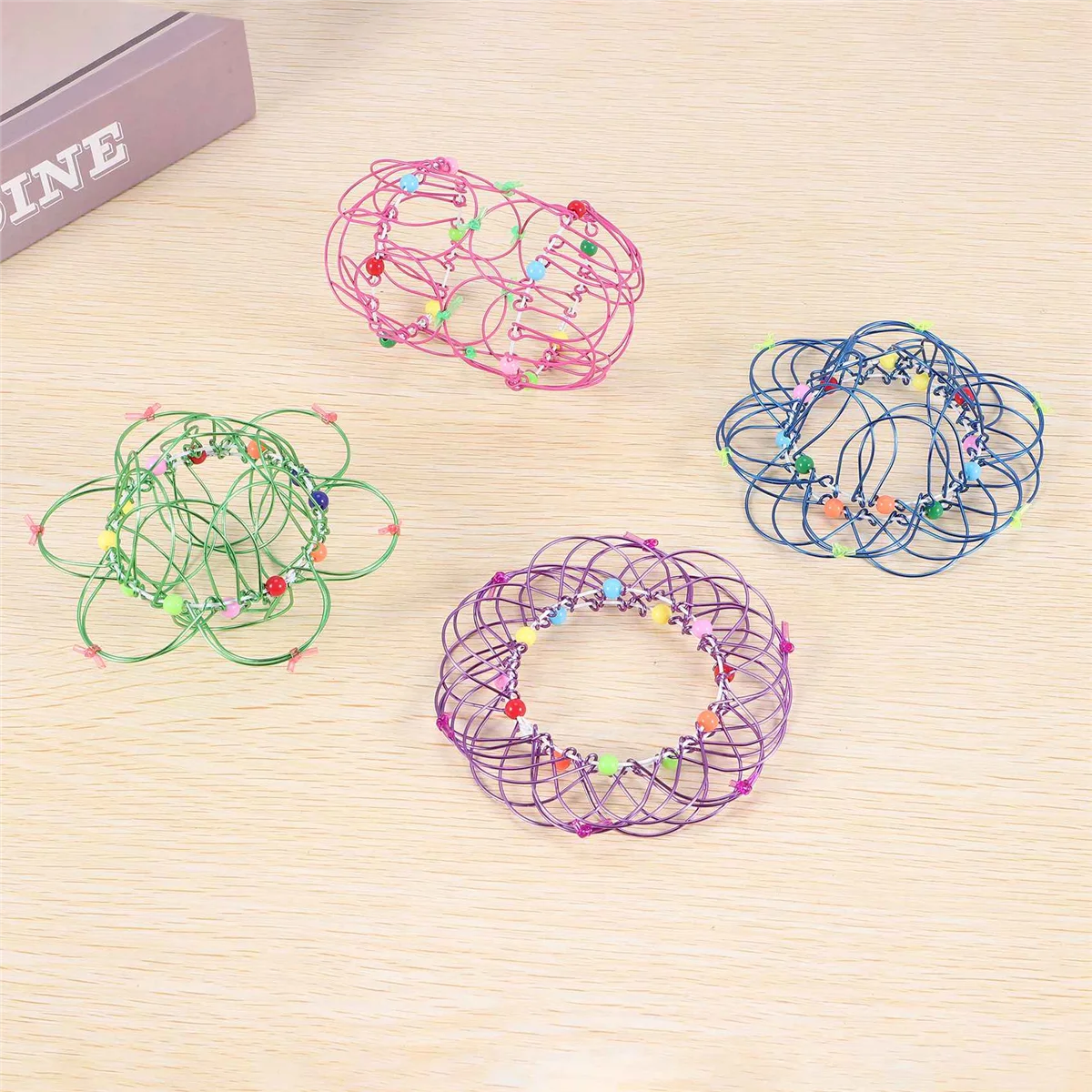 7PCS Magic Mandala Flower Basket Toy Magic Loops Wire Fidget Toy Flexible Basket Soft Magical Toys for Adults Kids