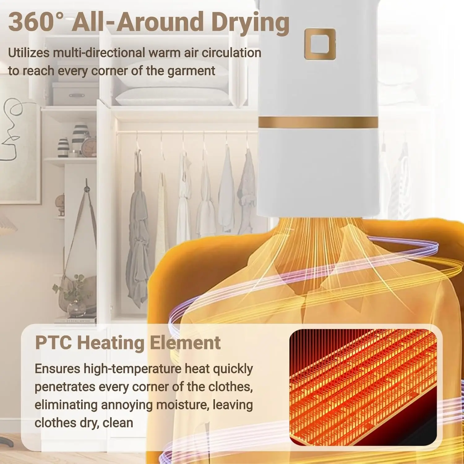 مجفف ملابس صغير محمول مع حقيبة تجفيف - مجفف كهربائي مدمج للسفر، RV، المنزل، الشقة