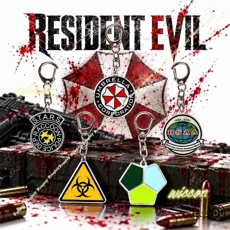 Resident Merchandise Evil Merchandise Umbrella Corporation Logo Acrylic Charm Set Backpack Decoration Fans Gift Halloween Xmas