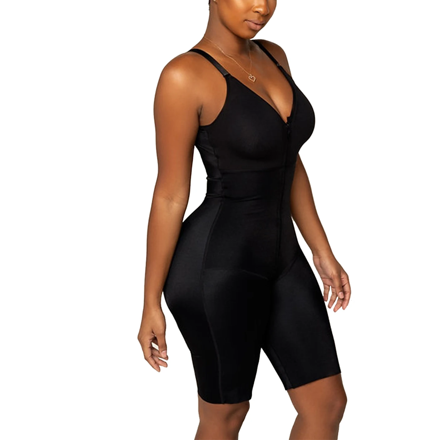 Black Strapless Sleeveless Shapewear Tummy Control Underwear with Butt Lifting Effect Bodysuit