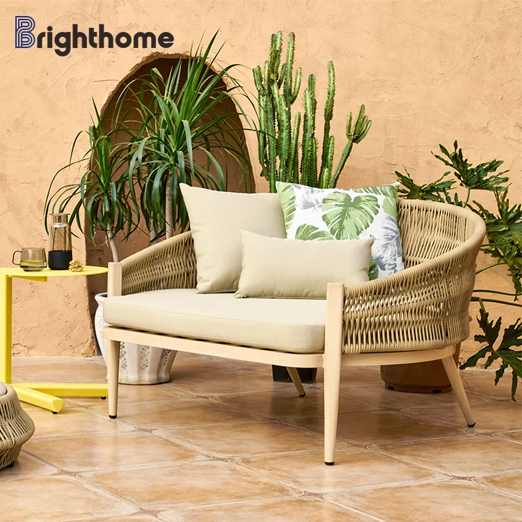 

Современный водонепроницаемый комплект садовой мебели из плетеной веревки: уличная кровать-шезлонг для отдыха