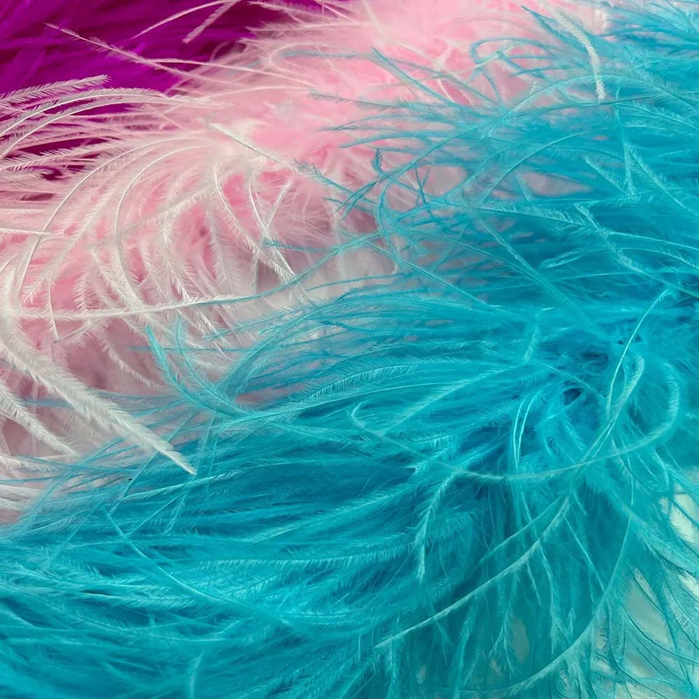 2 Meters 6 Layer White  Natural Ostrich Feathers Boa Quality Fluffy Costumes / Trim For Party / Costume / Shawl / Available