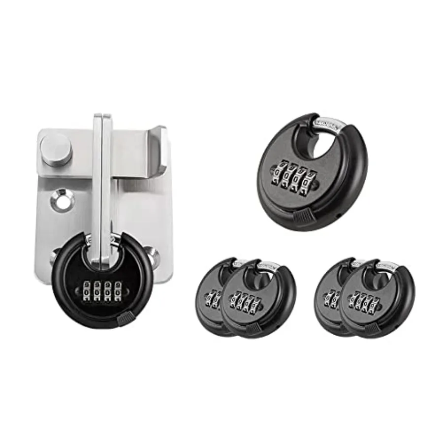 

Outdoor Combination Lock 4 Digit Discus Combination Padlock, Heavy Duty Combo Lock for Garage, Outdoor Fence, Shed, Storage Uni