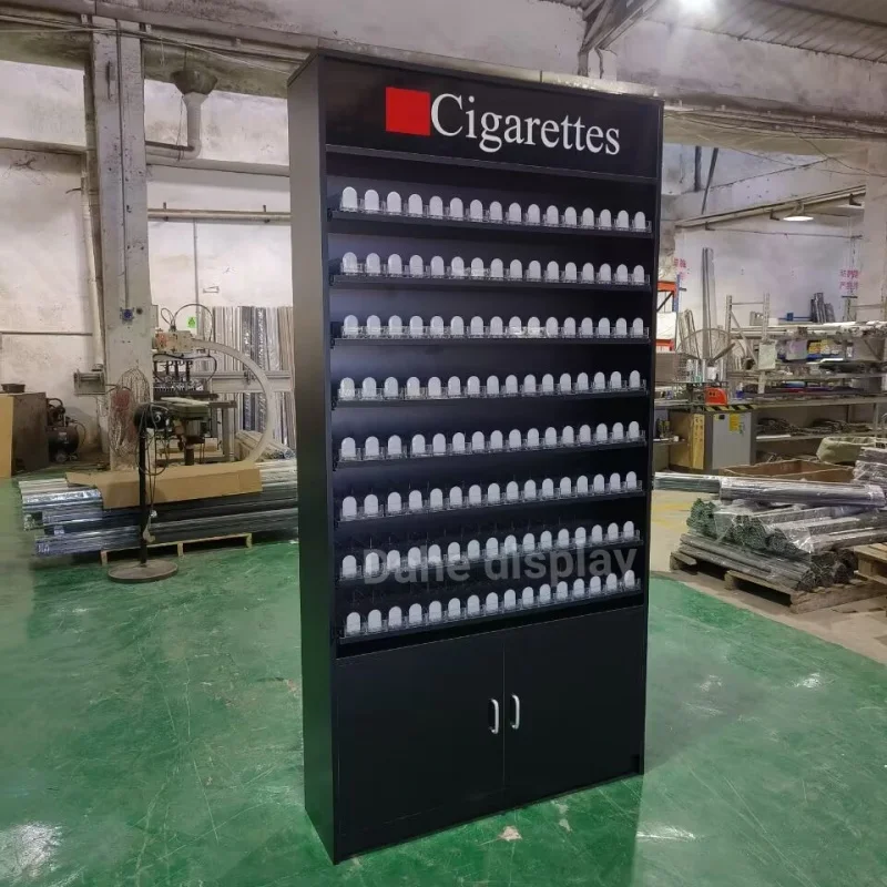 custom.Cabinet Stand Display Packs Wine Display Showcase Store Cigarettes Display Rack With Led Light