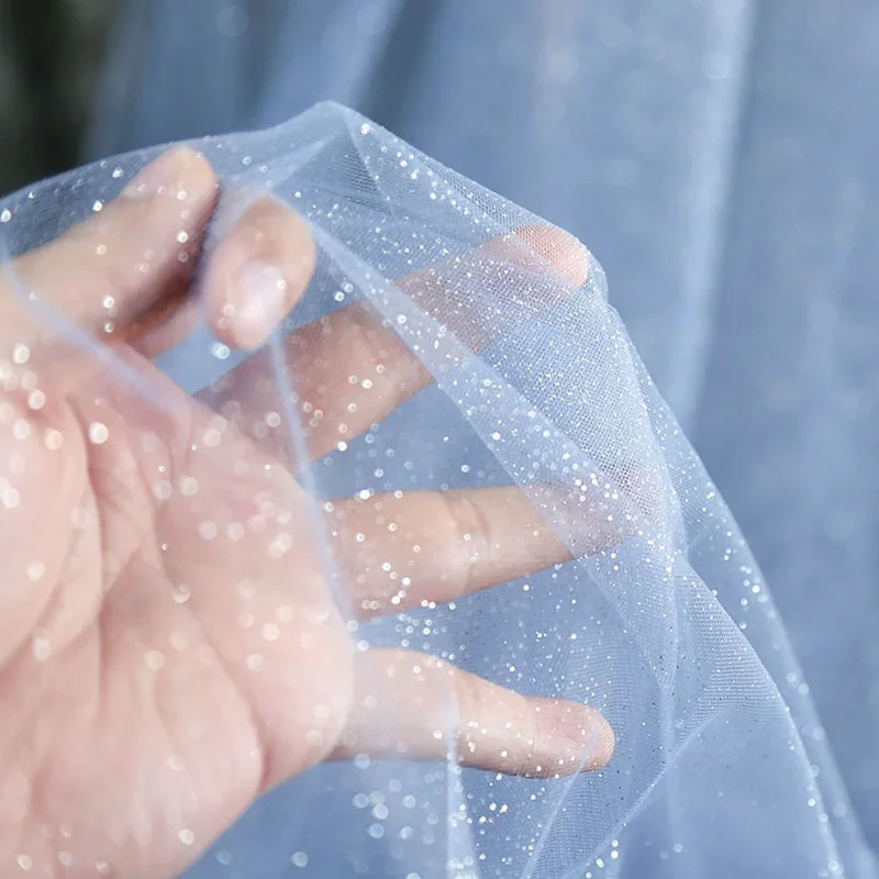 1m Fine Powder Shiny Tulle Fabric Spray Gold and Silver Fine Powder Mesh Fabric DIY Veil Wedding Background Decoration Cloth