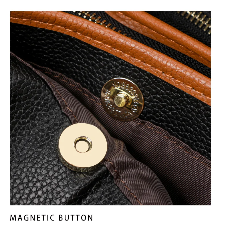 Aidrani Damen-Handtasche mit großer Kapazität, Leder, Rindsleder, Farbblock-Design, Aufschrift, Aufbewahrungstasche, Damen-Tragetasche mit Reißverschluss – Detail 14