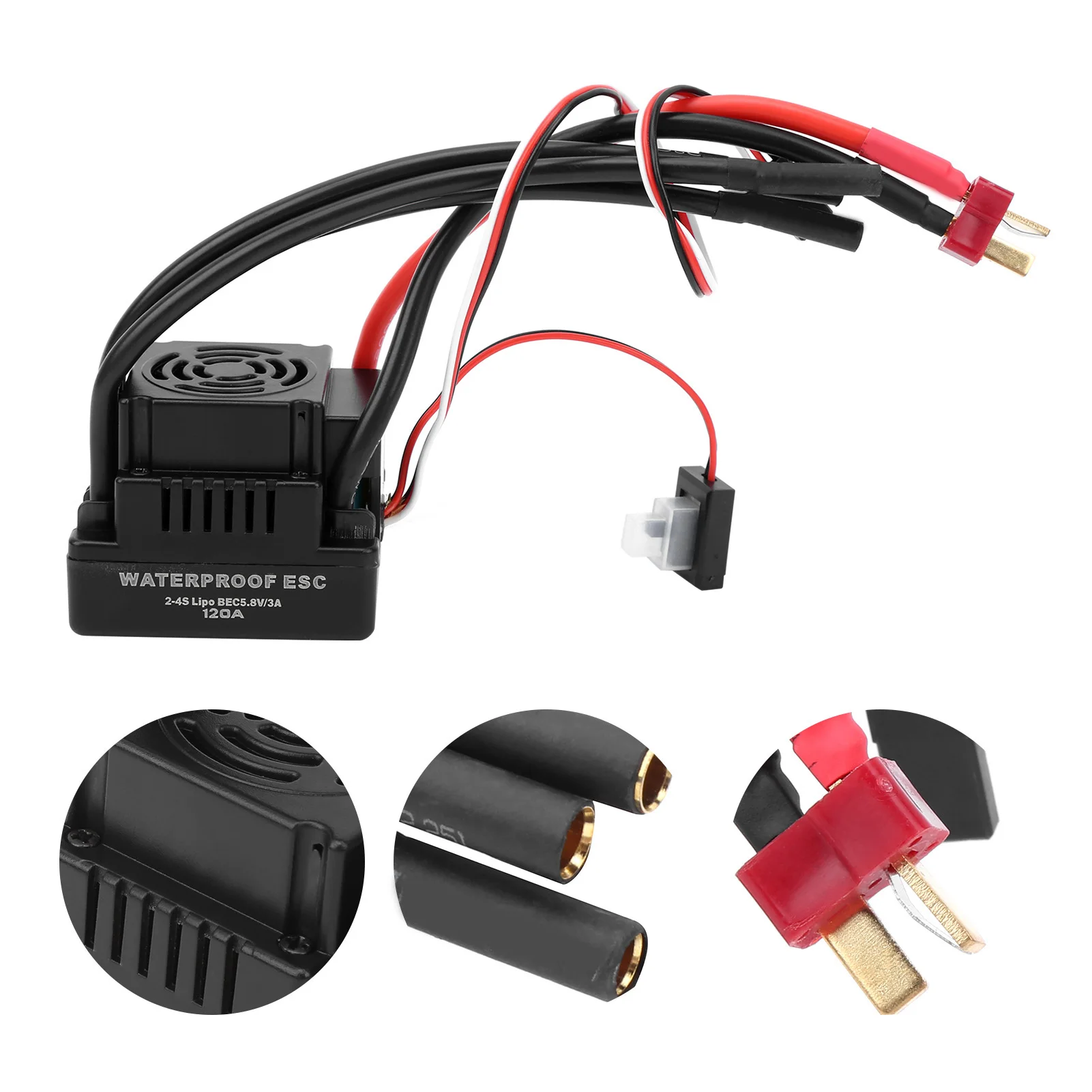 

Electronic Speed Controller 120A Waterproof Brushless ESC Electronic Speed Controller Accessory Fit for 1/8 RC Car