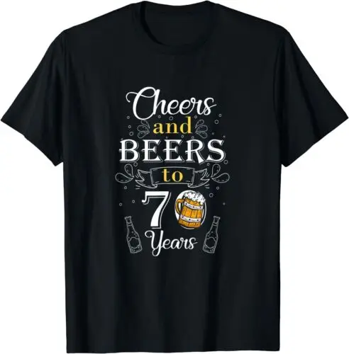 NEW 70th Birthday Cheers and Beers To 70 Years Birthday Squad T-Shirt Size S-3XL